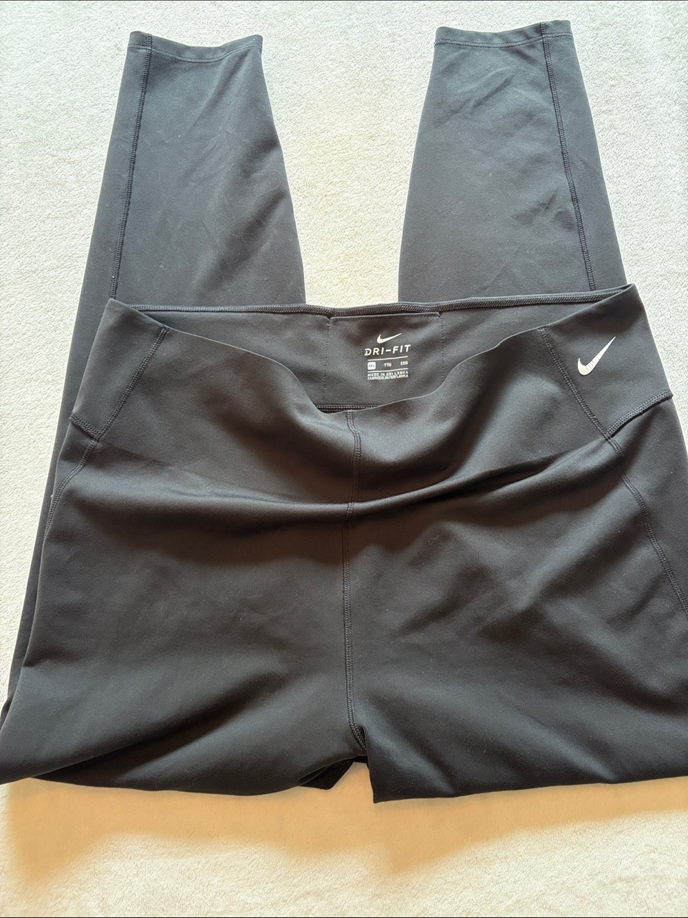 NIKE BLACK DRI-FIT WORKOUT LEGGINGS WITH SWOOSH